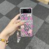 Polka Dot Love Bear Folding Phone Case with Chain Cute Girl Phone Accessories for Galaxy Z Flip 3 4 5 6