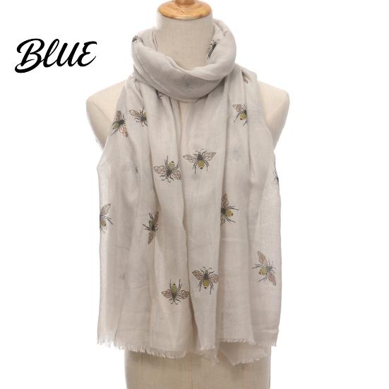 Comfortable Skin Friendly Scarf Lightweight for Women Cute Bee Pattern Neck Scarf Trendy Print Accessory Soft Long Thin Shawl Wrap Vacation Travel,