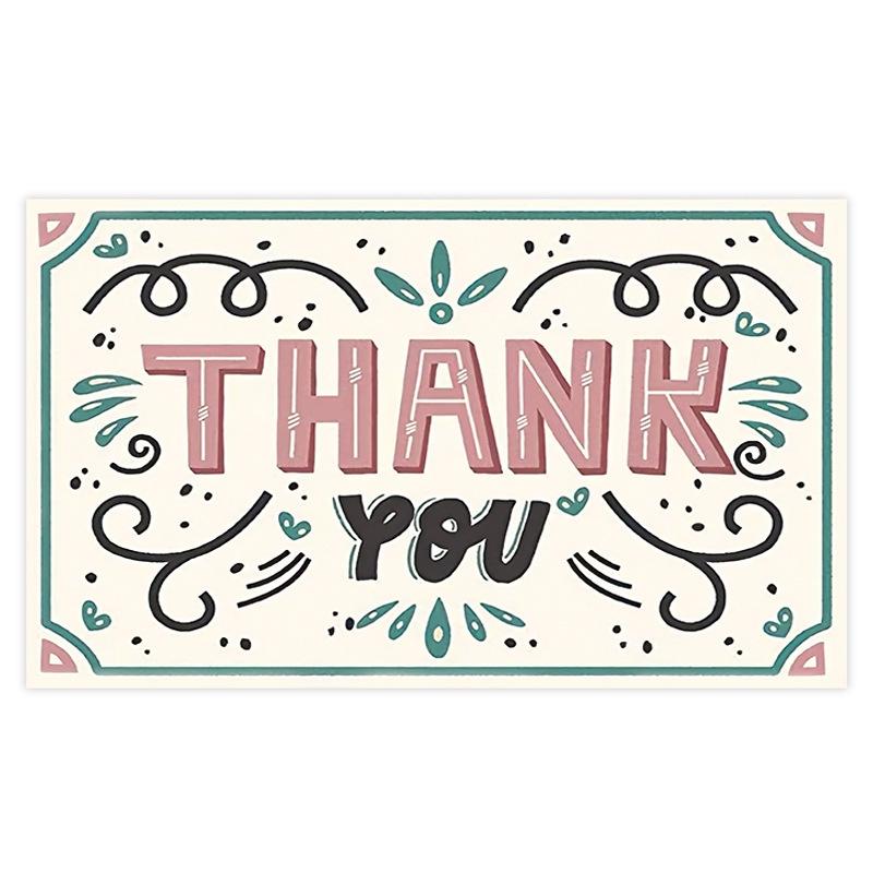 Pink 'Thank You' Cards - 50 Sheets/Pack for Gift Boxes, Decorations, and Postcards