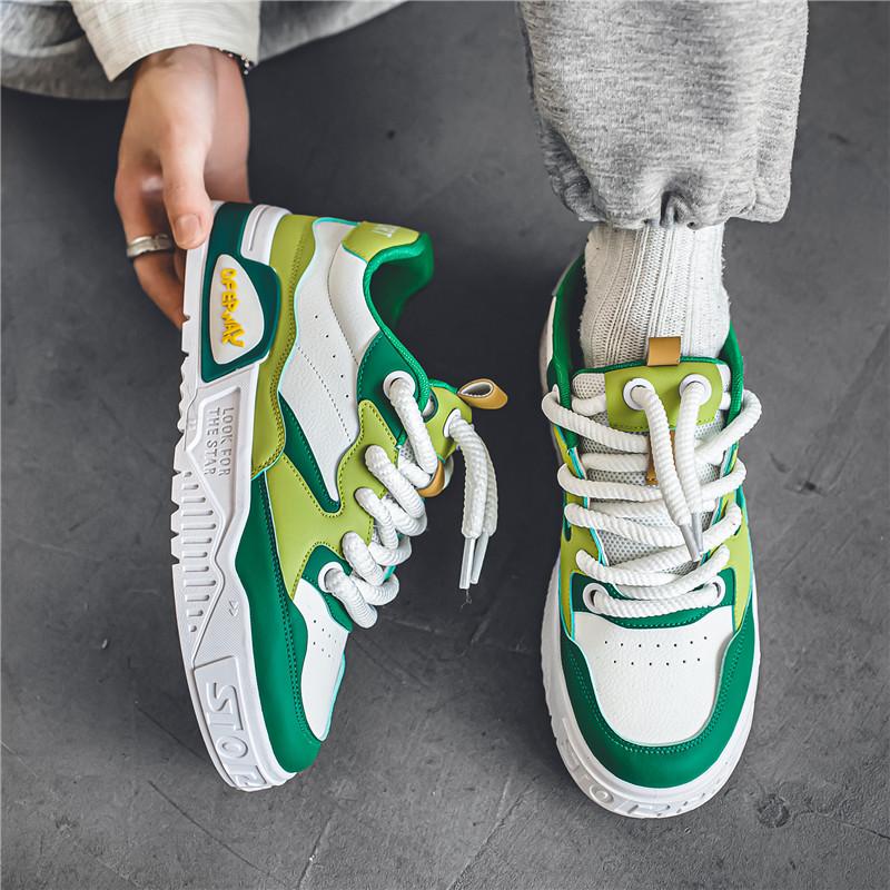 2024 New Fashion Sports Shoes Men's Leather Comfortable and Lightweight Casual Shoes Outdoor Walking Board Shoes Mixed Colors