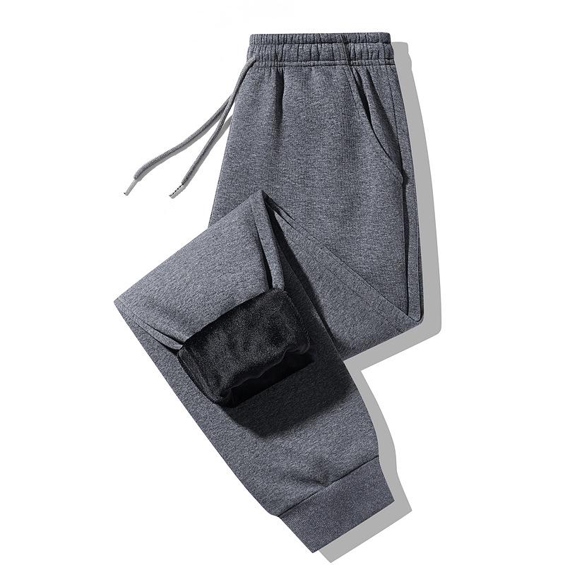 Мужские зимние хлопковые велюровые брюки-джоггеры – Плотные, Повседневные, Эластичные, Большого размера, Прямые брюки. M