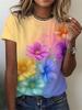 Women's Short-sleeved T-shirt Gradient Colorful Floral Print Dreamy Sweet Top