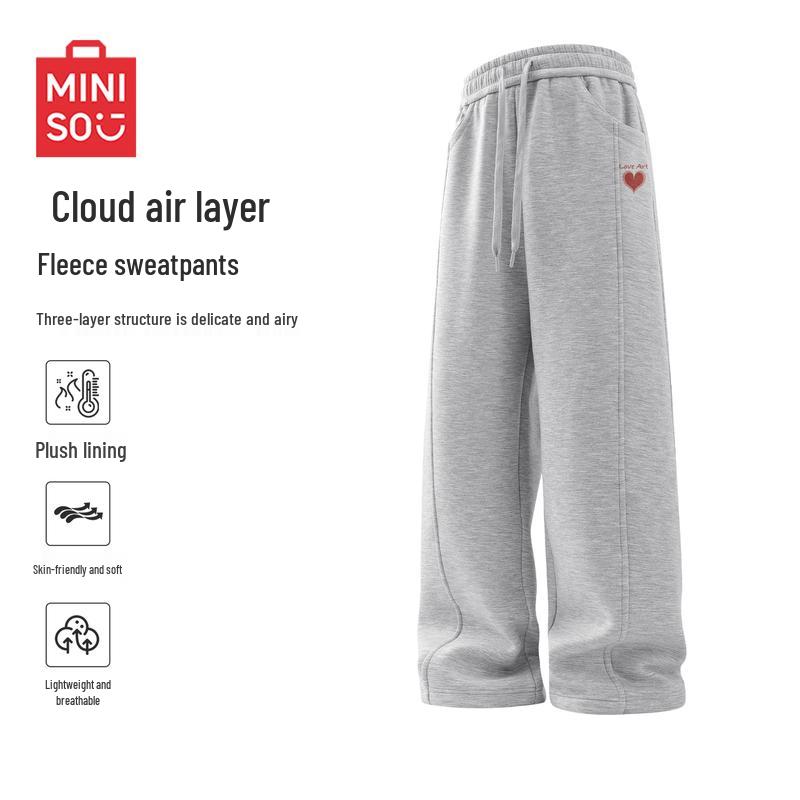 MINISO Men s Fleece-Lined Air-Layer Sweatpants M