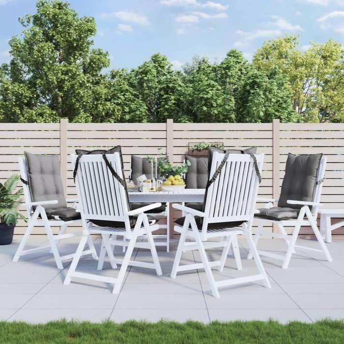 VidaXL Lot de 6 Coussins de Chaise à Dossier Haut, Galette de Siège Imperméable, Coussin d'Extérieur Anti-glissement Jardin 377607