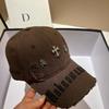 Cross Personality Washed Ripped Cap Street Versatile Punk Style Embroidery Alphabet Baseball Cap