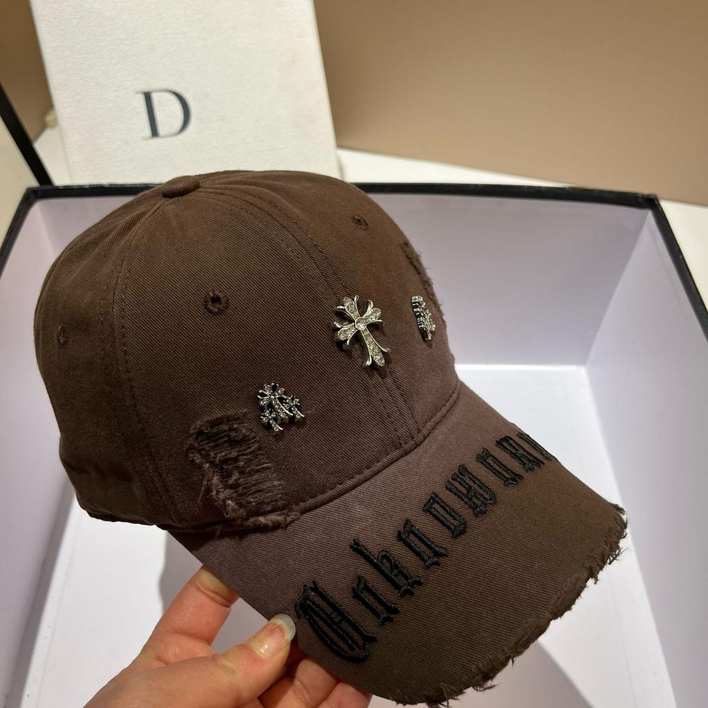 Cross Personality Washed Ripped Cap Street Versatile Punk Style Embroidery Alphabet Baseball Cap