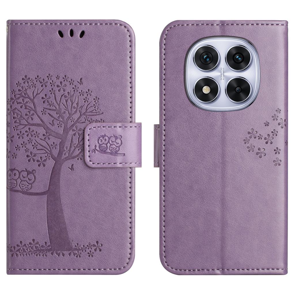 For Xiaomi Redmi Note 15 Pro 5G (Global) Case PU Leather Owl Tree Imprinted Wallet Phone Cover with Strap