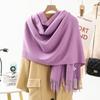 Women's Thick Wool Cashmere Scarf, Autumn/Winter Versatile Unisex Solid Color Shawl, Faux Cashmere, New Thickened Design