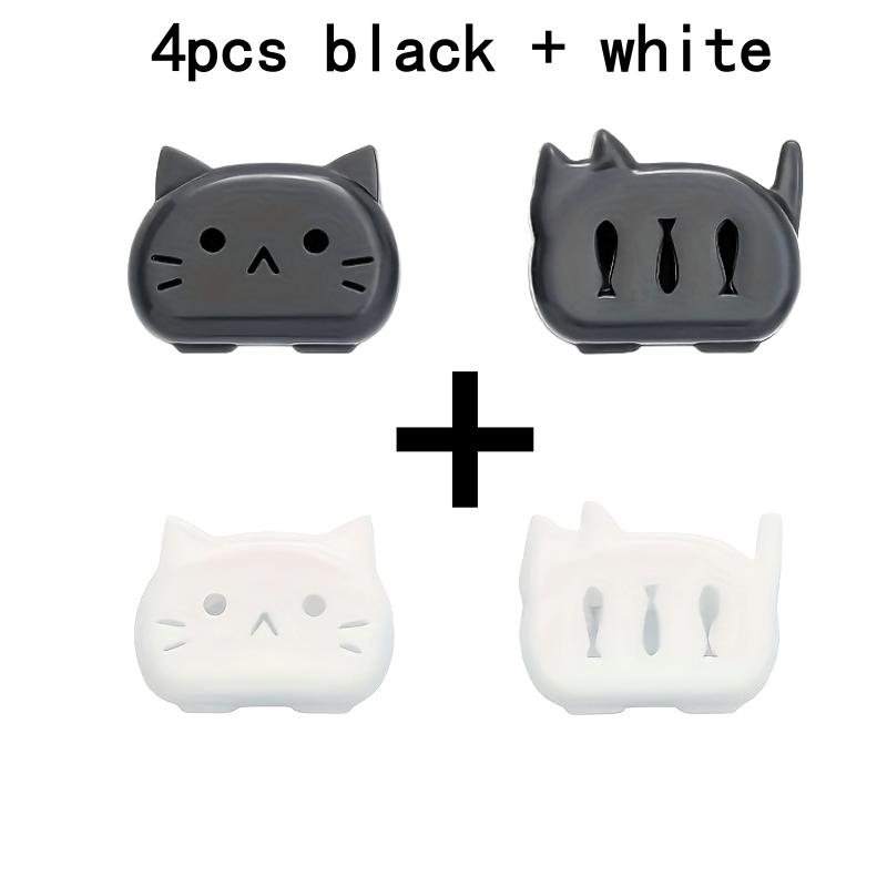4PCS Cat Shape Toothbrush Head Covers Cartoon Toothbrush Protector Cap Travel Portable Toothbrush Head Case Bathroom Supplies