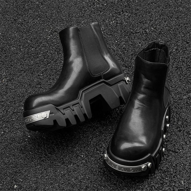 3639 Catwalk Bulldozer Martin Boots Thick Sole Heightening Fashion Short Boots Metal Rivet Couple Locomotive Boots