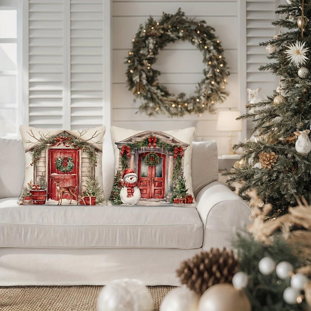 Merry Christmas Home Decoration Pillowcase Suitable for Bedroom Room Living Room Sofa Cushion Cover Friend Gift