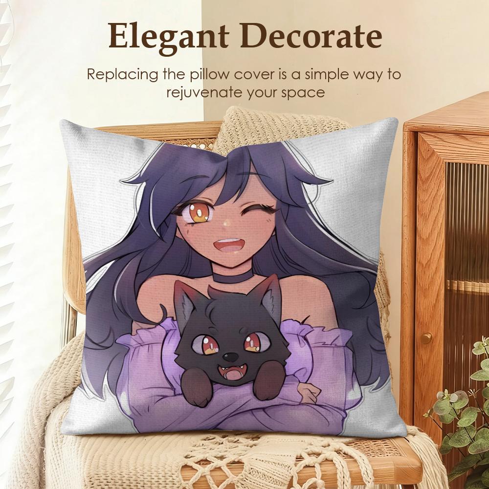 Cartoon AAphmau Cushion Cover Natural Linen Organic Fabric DoubleSided Printing Sofa Home Decor Gift Pillow Case
