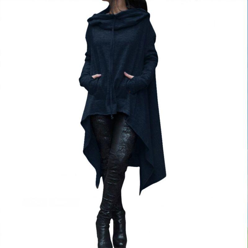 Plain Long Sleeve Hoodie Sweatshirt With Midlength Design For Women Winter