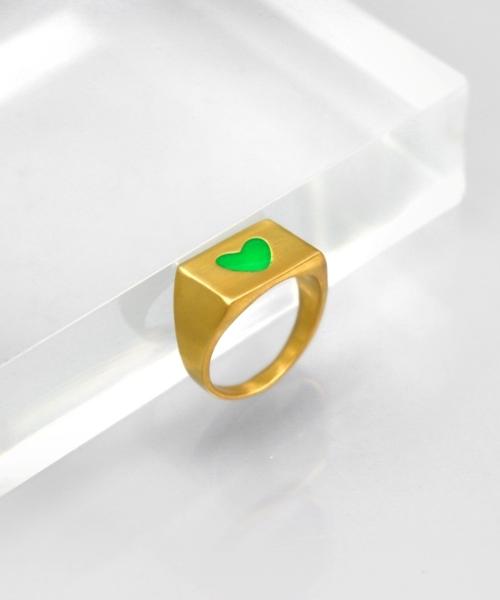 Bonbeau Color Enamel Heart Signet Ring Gold Plated Heart Bold Ring (Type A)