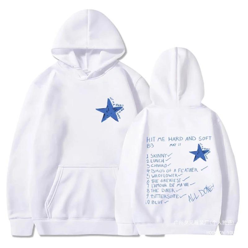 Hip Hop Hoodies Hit Me Hard and Soft Tour Hooded Pullov New Fashion Hoodies Funny Printing Hoodie Harajuku Sweatshirts Men