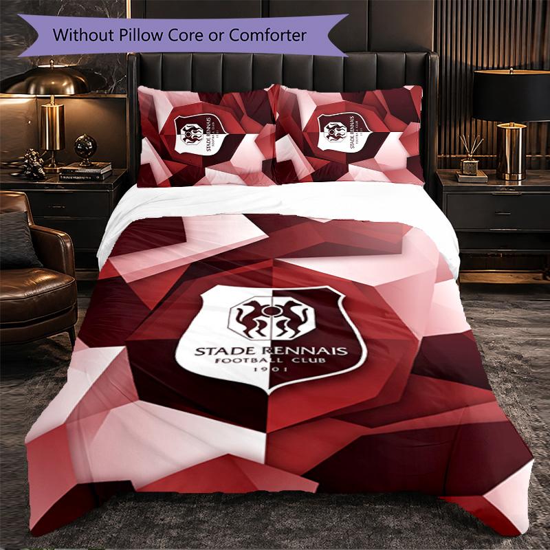 Stade Rennais FC Themed Bedding 3Pcs Duvet Cover Set Decorative Bed Linen For Teen Room Home Decoration