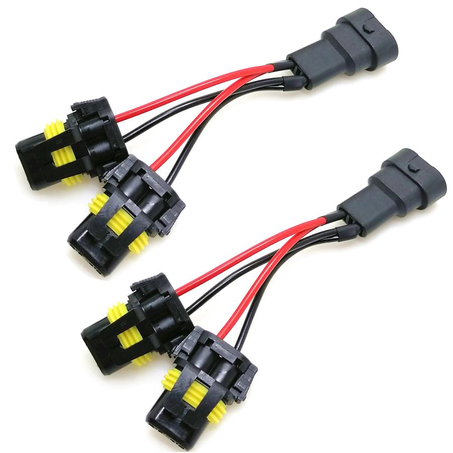 2Pcs HB3 9005 HB4 9006 Socket Adapter Cable One Male To Two Female Plug Conversion Wiring Harness Connector 2Pcs