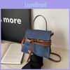 Urban Minimalist Denim Handbag For Daily Use With Magnetic Closure And Inner Zipper Pocket