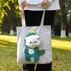 Cartoon-shaped Cat Transport Handbag, Foldable Portable Backpack, Cute Animal-shaped Pet Canvas Shoulder Bag, Suitable for Small Dogs and Cats
