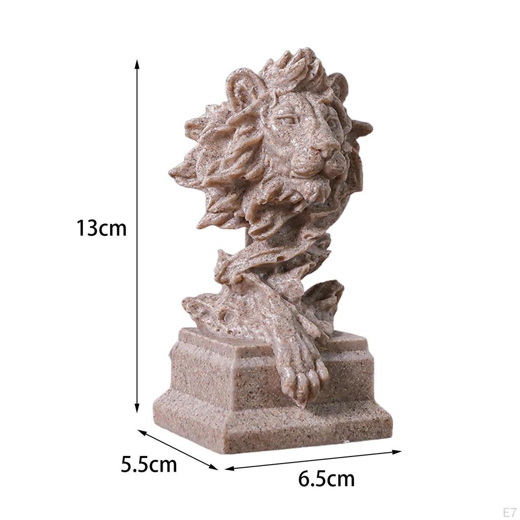 Head Statue, Hand Carved Animal Sculpture, Resin Tabletop Ornament, Decorative Art Figurine for Home