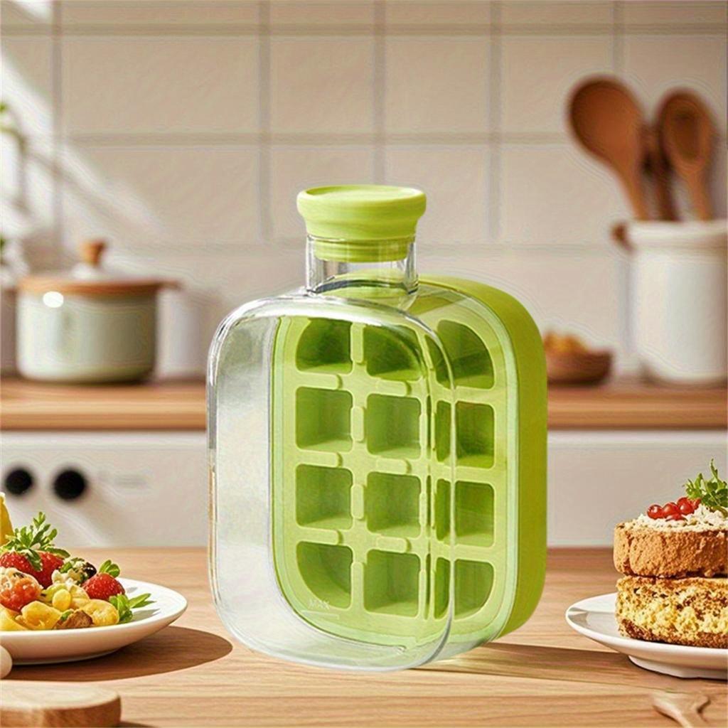 2 In 1 Ice Cube Maker Water Bottle , Touch Free Silicone Ice Trays, 12/18 Grids, Leak Proof, Easy Release for Home/Office/Trave