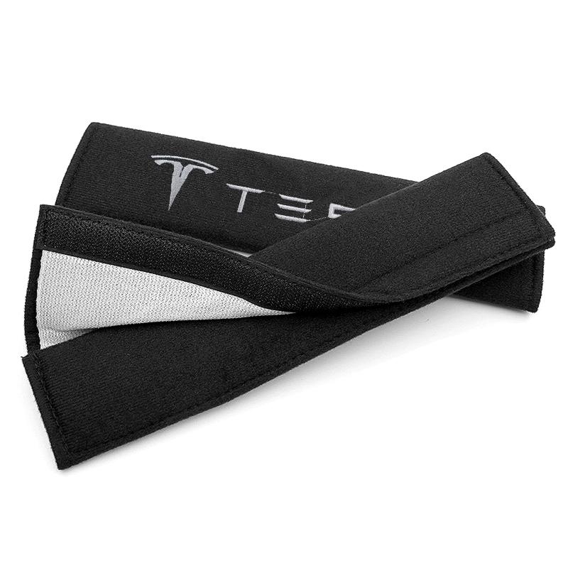 2Pcs Car Safety Belt Shoulder Cover Pad Plush Seat Belt Shoulder For Tesla Model 3 Model X S 2016-2020 Decals TM3 TMX TMS Decal