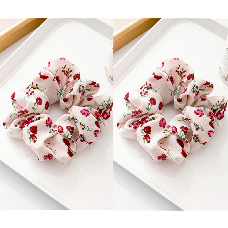 2PCS Small Floral Fabric Hair Hoop Hair Accessories For Girl French Fabric Hair Rope for lady