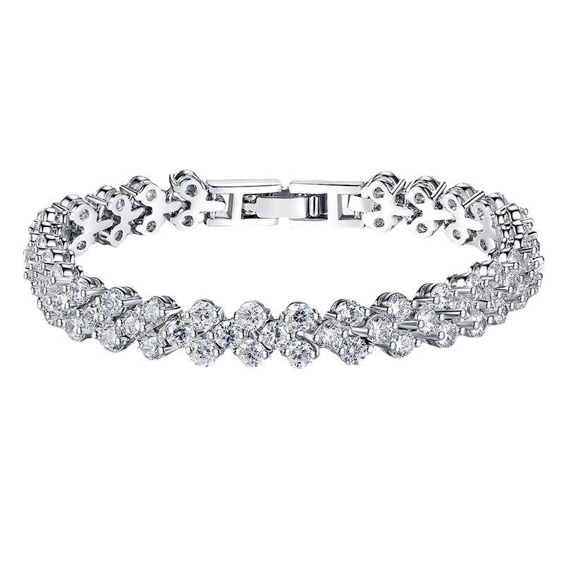 2025 Exquisite Women's Zircon Roman Bracelet Inlaid with Diamonds - European and American Design