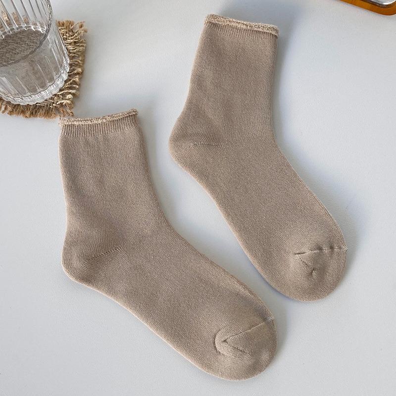 5 Pairs of Women's Autumn and Winter Thick Fleece Warm Wool Circle Cute Roll Tube Socks