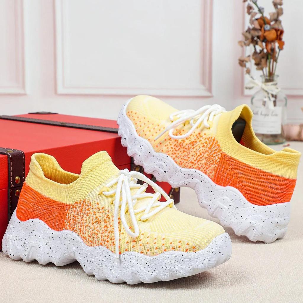 Atmungsaktive Plateau-Sneaker Gestrickte klobige Schuhe für Damen Herren Freizeitschuhe Trendige Socken-Schuhe Rutschfest Verschleißfest