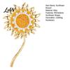 Durable Sunflower Jewelry Rhinestone Brooch Pin for Women, Golden Flower Lapel Suit Alloy Dress Scarf Hat Bag Decoration, Clothing Accessory