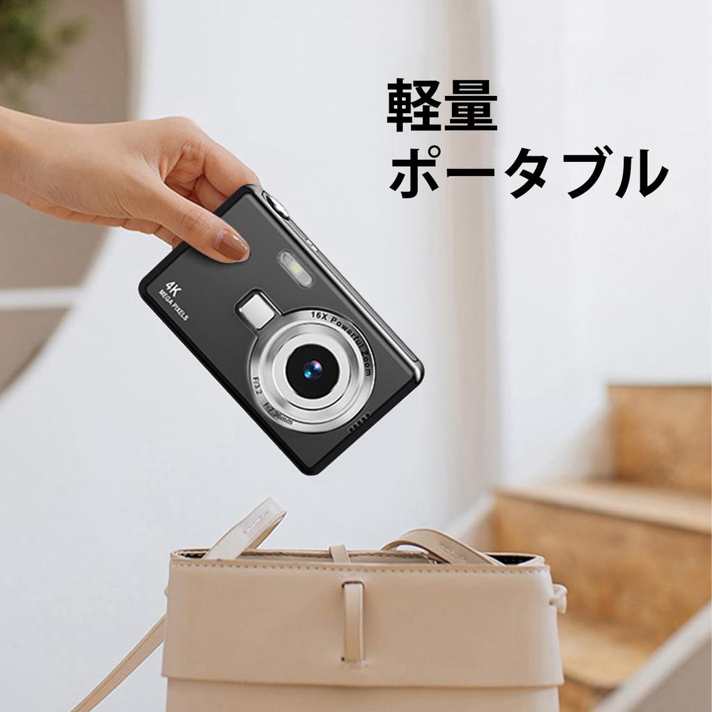 Digital Camera [4K Video Recording, 50 Megapixels] with 32GB Micro SD Card, AF Autofocus, Compact Camera, Large 2.7-inch Screen, 16x Zoom, Flash,