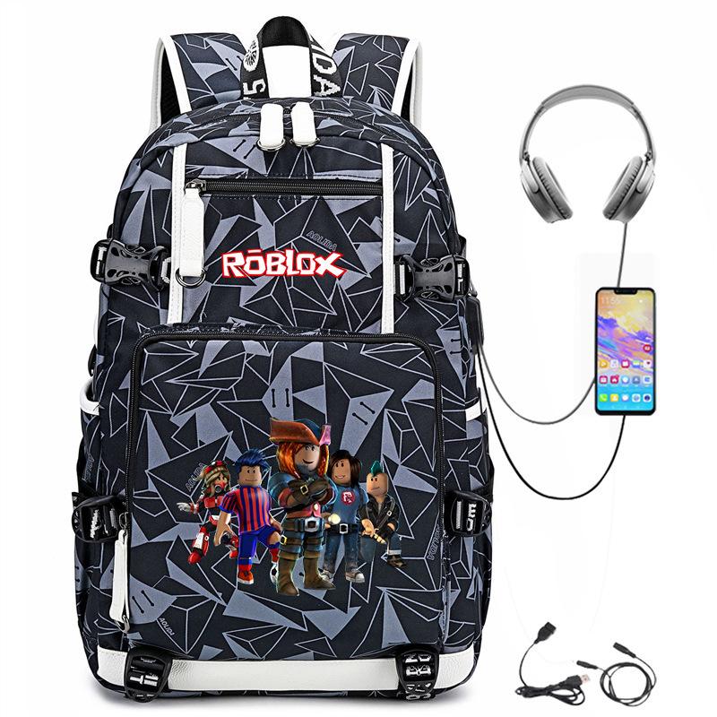 Cartoon Game USB Backpack Large Capacity Hiking Bag College Student Outdoor Travel Casual Daypack