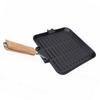 Grill Pan with Groove Foldable Handle Square Safe Enamel Coating Cast Iron Grill Pan for Steak Vegetables