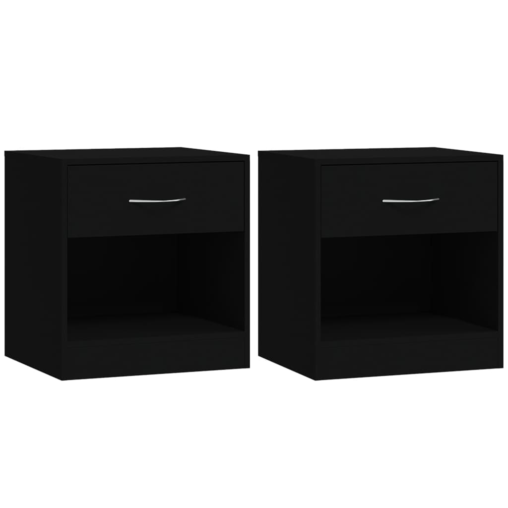 Nightstands (2 Pcs) with Drawer Black