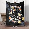 1PC Koi Pair Lotus Stained Glass Print Blanket Flannel Material Soft Warm for All Seasons Home Outdoor Camping Picnics RV