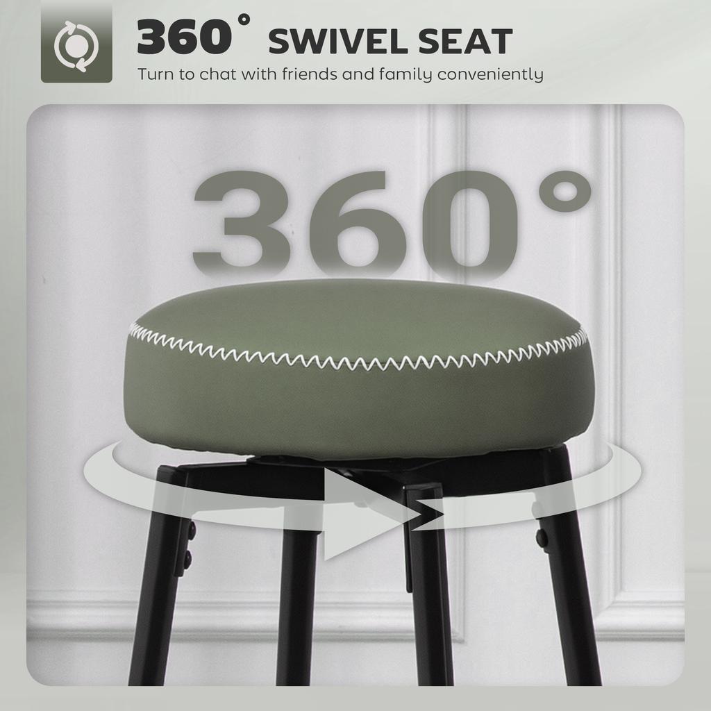 Set of Two Faux Leather Bar Stools - Green/Black