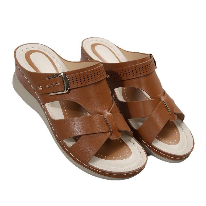 Thick-soled Slippers with Fish-mouthed Flat Heels and Beach Shoes