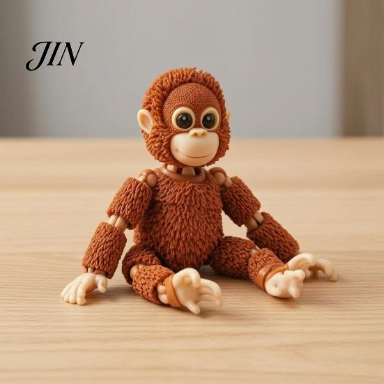 Swinging Jointed Gorilla 3D Printed Mini Figurine with Articulated Joints, Small Desktop Ornament Decorative Statue Stress Relief Toy, Creative