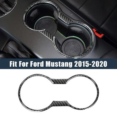 Carbon Black Car Center Cup Holder Cover Frame Trim Decorative Stickers Parts For Ford Mustang 2015-2020