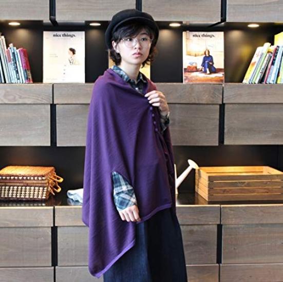 Autumn Nico Stole Poncho Kinomi Colors Merino Wool Stylish for Women [Saifuku Co., Ltd.] (5 Available) Cardigan, Thick, Fall/Winter Throw, (Mocha) #07