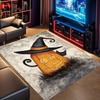 Vintage Halloween Pumpkin Witch Hat Black Cat Art Area Rug Non‑Slip Floor Mat Carpet for Living Room Bedroom Home Decor