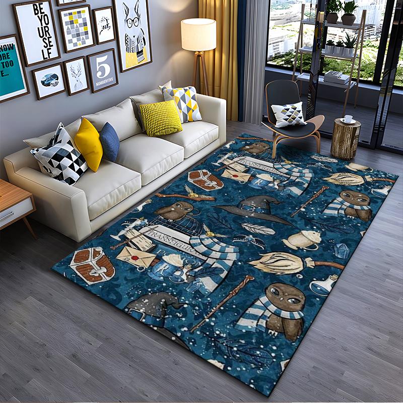 

Magic Animal Pattern Carpet with Owl and Wands Suitable for use as an anti-slip game mat for living room and bedroom sofas 40x60cm( 15x23in )