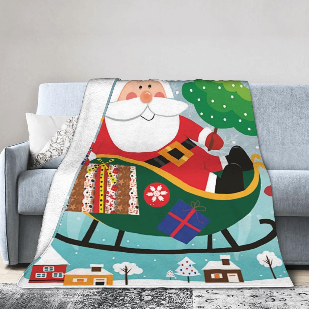 Christmas Santa Claus Super Warm Blanket  Child Plush Bedding Throws Comfortable Home Decor Flannel Bedspread Sofa Bed Cover