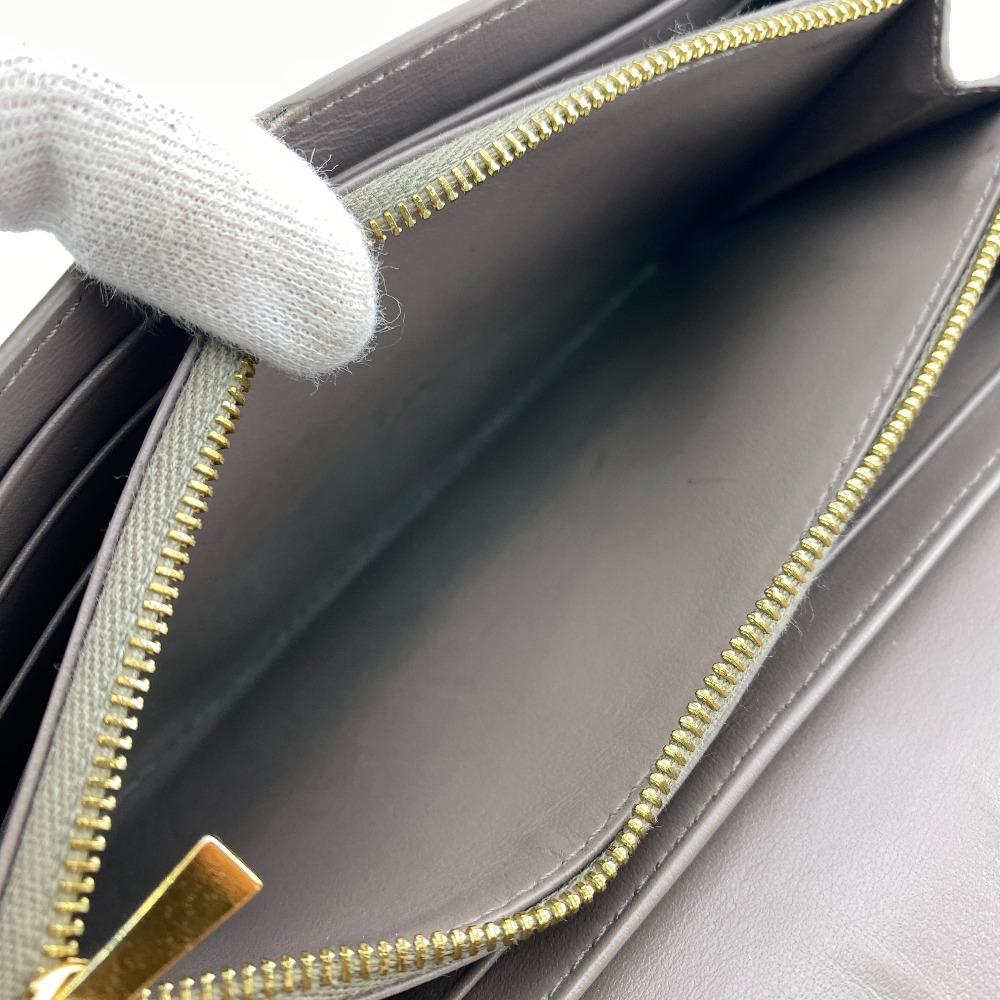 Celine Large Flap Wallet Logo Leather Purse Gurege Leather Women Used