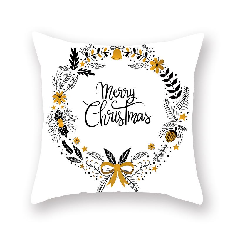 2024 New Christmas Golden Pillow Cover Sofa Car Office Seat Cushion  Bedroom Room  Year Home Decoration Holiday Gift
