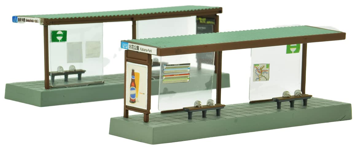 

TomyTEC Model Bus Stop - 1/150 Scale, Set of 2, Includes Base, Pillars, Roof, Bench, Requires Assembly, Ages 6+