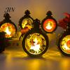 Indoor Outdoor Halloween Props Retro Pumpkin Lantern, LED Electronic Candle Light, Vintage Safe Flameless Decor Handheld Decorative Lamp for
