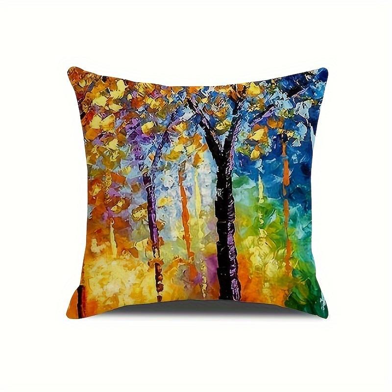 Creative 3D Oil Painting Tree Cushion Pillow Cover Fashion Decorative Cushion Case Modern Home Sofa Throw Pillow Cover