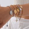 Vnox Stainless Steel Rosary Bracelet For Women Men,Religious Cross Virgin Mary Accessories Chain Bracelets,Christ Jesus Jewelry